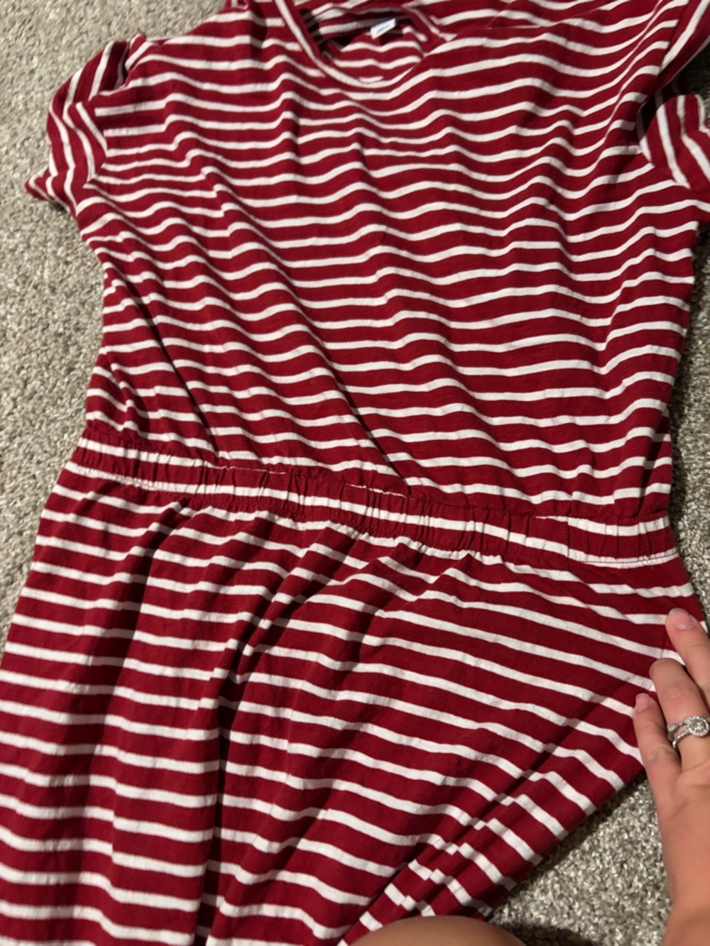 Old Navy Red and White Striped Midi Dress w/ Back Cut Outs - Picture 3 of 7